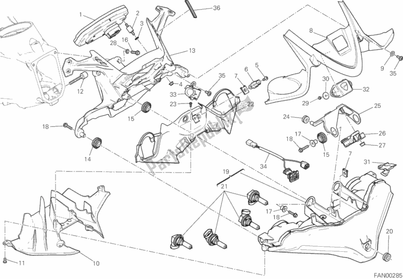 Toutes les pièces pour le Fanale Anteriore E Cruscotto du Ducati Superbike 1299 ABS Brasil 2016
